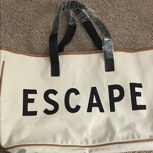Canvas tote with leather handles